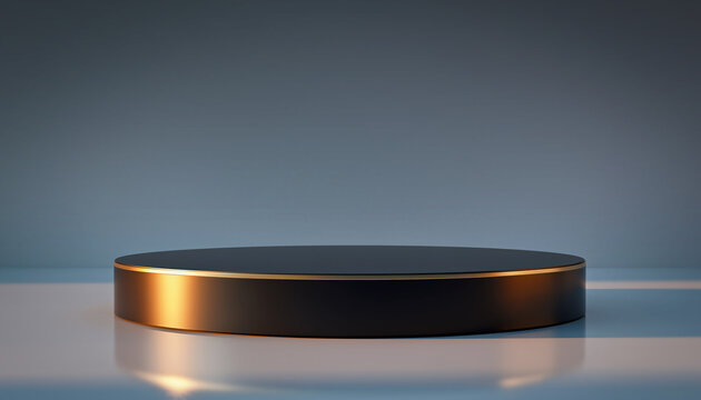 socle rond noir et dor&eacute; &eacute;l&eacute;gant pour pr&eacute;sentation de produits premium