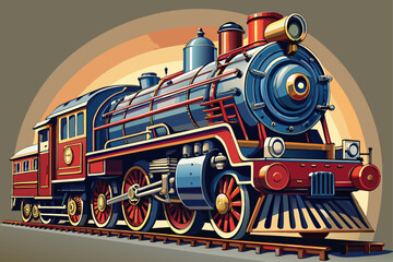 Classic train locomotive vehicle taken in detailed side view, powerful engine design, industrial transport machinery, vintage railway aesthetic elements.