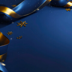 Minimal Blue-Gold Holiday Abstract. AI generative.