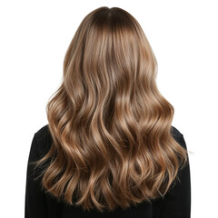 Naklejka premium Luxurious dimensional brunette hair featuring carefully crafted highlights on seamless background