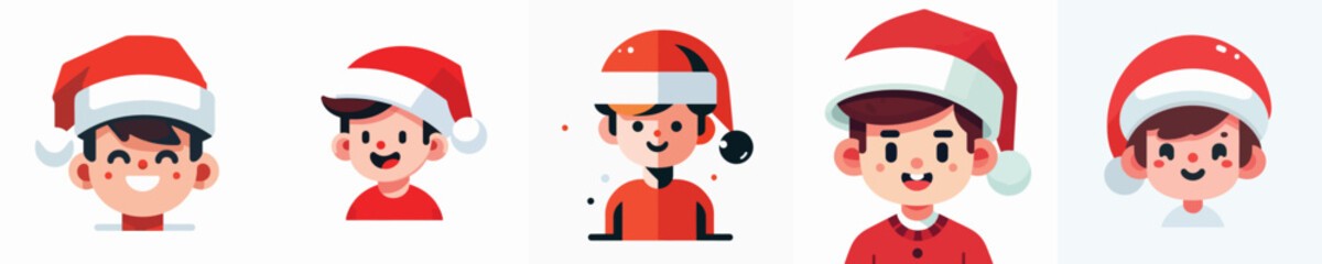 A Cute Boy Christmas Hat Vector Illustration