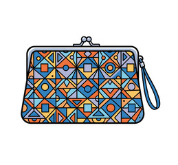 Geometric Pattern Clutch Bag Vector Illustration