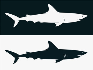Obraz premium Shark Silhouette Dual Contrast Set