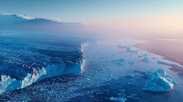 Iceberg and Glacial Landscape