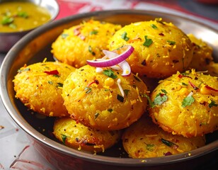 Delicious and beautifully plated Indian Dahi Vada, a popular street food snack