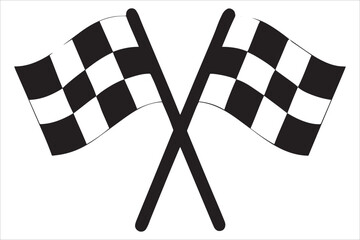 Checkered Racing Flags Crossed In Motion
