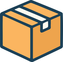 Cardboard box icon in clean flat colorful outline style