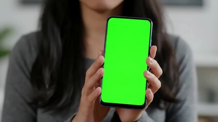 Green Screen blank digital smartphone in hand of asia women mobile phone scene 4 with distortion, overlay, glitch, static noise, scan lines on black background, 4k animated video loop - Powered by Adobe