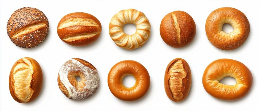 Assorted Bread Varieties From Above View - Powered by Adobe