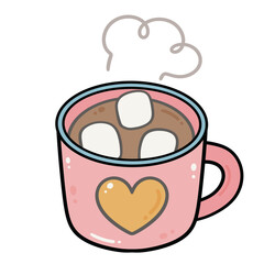 Hot Cocoa with Marshmallow Mug Illustration