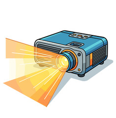 Vector illustration of a home video projector with a light beam