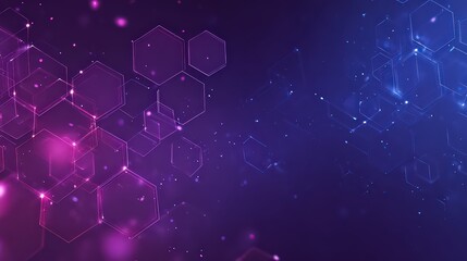 Abstract Digital Hexagons Patterned Background in Purple and Blue Tones