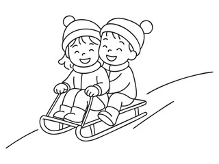 Children's winter coloring book on transparent background 