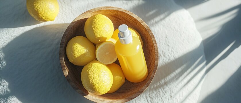 Vibrant lemons in rustic wooden bowl - Powered by Adobe