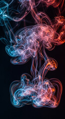 Obraz premium Intricate dance of intertwined smoke streams in mesmerizing shades of neon glow