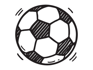 Soccer ball icon, simple black doodle style
