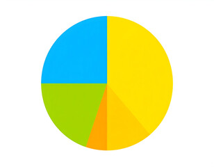 A bright circular pie chart with bold color sections representing diverse data segments, ideal for business reports, analytics visuals, and presentation infographics.