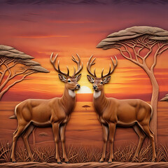 Naklejka premium Antelope in sunset I Wall Decor 