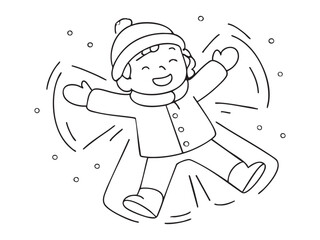 Children's winter coloring book on transparent background 