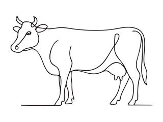 Cow animal continuous one line drawing minimalism design Editable stroke 
