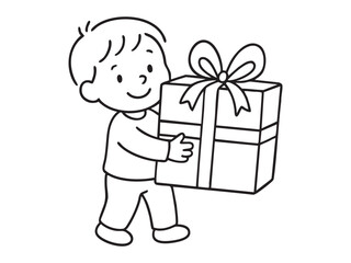 Children's winter coloring book on transparent background 