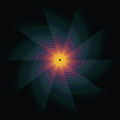 Bright, colorful, abstract fractal vector illustration background with a glowing rainbow swirl pattern texture