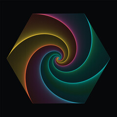 Colorful abstract spiral wave art illustration design with bright curve lines motion pattern