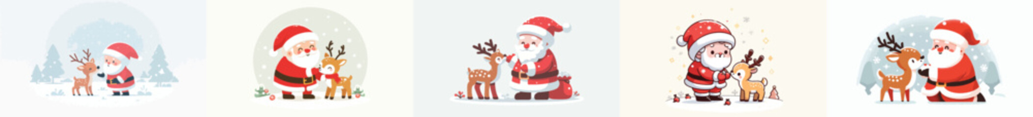 vector santa claus feeding reindeer