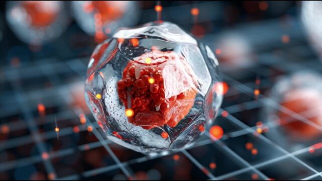 Basophil. White blood cell. Hematology. Medical science health. 3D visualization of basophils and white blood cells in action