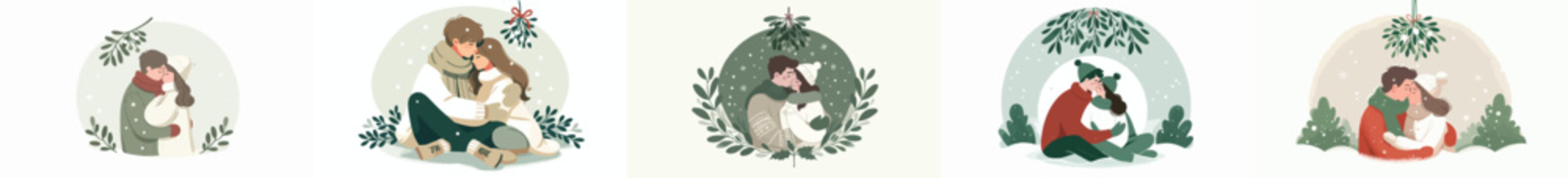 couple hugging affectionately under the mistletoe