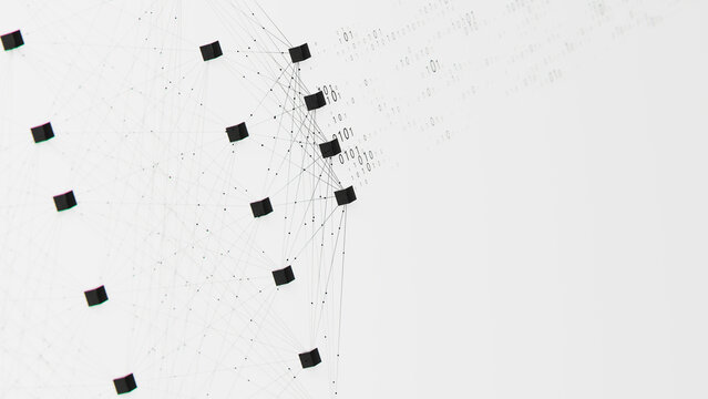 Closeup of Neural network model, LLM structure background. AI big data processing technological concept. Machine learning abstract backdrop. Digital quantum computing.