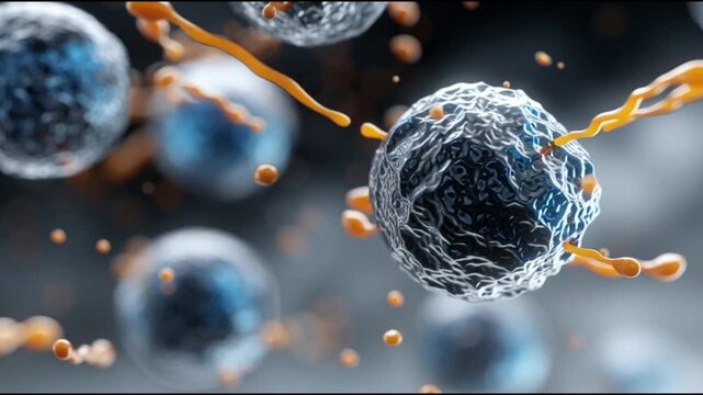 Basophil. White blood cell. Hematology. Medical science health. 3D illustration of basophils and white blood cells in a medical context.