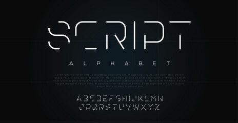 Minimal modern luxury logo alphabet font. Typography abstract sans serif technology, electronic, movie, future, creative brand logos fonts. vector illustration