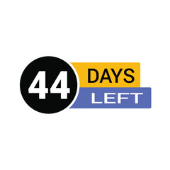 44 days left countdown timer reminding for project deadline, promotion, or event, creating anticipation and urgency for marketing campaigns