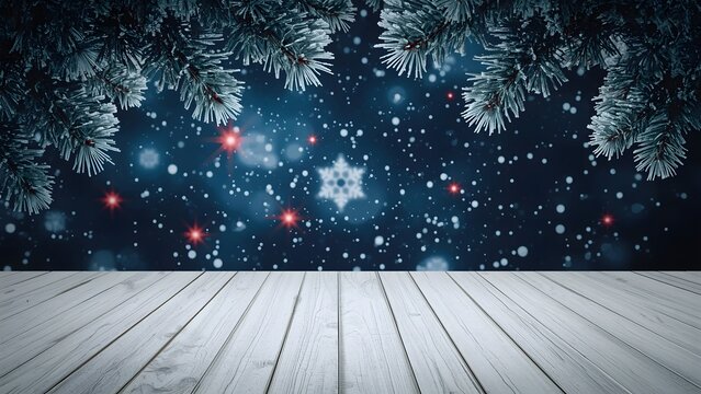 Dynamic Winter Background with Frosted Pines and Red Stars. Ideal for promotional banners, posters, holiday designs - Powered by Adobe
