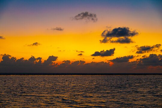 Dramatic sunset over Indian ocean , Maldives