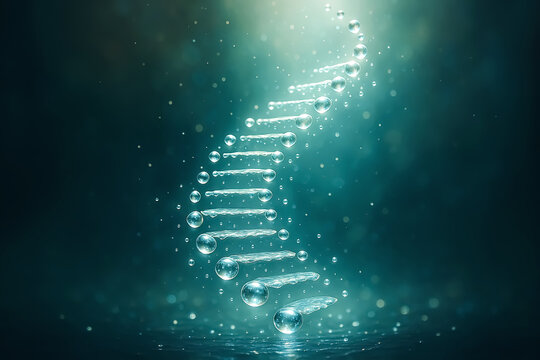 Glowing DNA Helix Structure Formed by Water Droplets and Bubbles