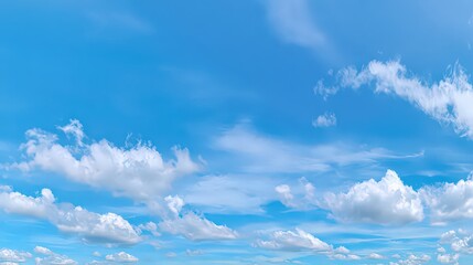 Vibrant Blue Sky and White Clouds Formation During Daylight Hours