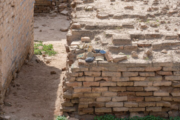 The walls and bricks in the excavation site in the Ancient City of Uruk, Iraq