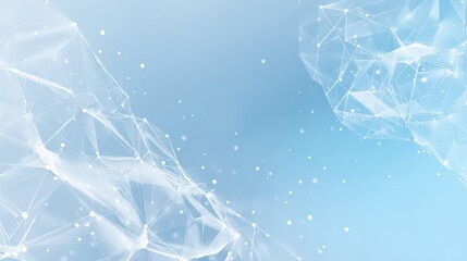 Abstract White Network on Light Blue Gradient Background with Connected Lines and Dots Forming a Digital Plexus Structure, Futuristic and Modern Design