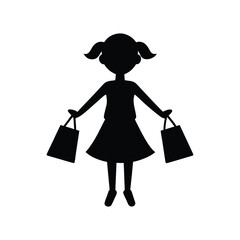 Girl shopping silhouette with two bags, retail concept design Vector