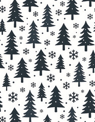 Obraz premium Christmas tree pattern with snowflakes on white background