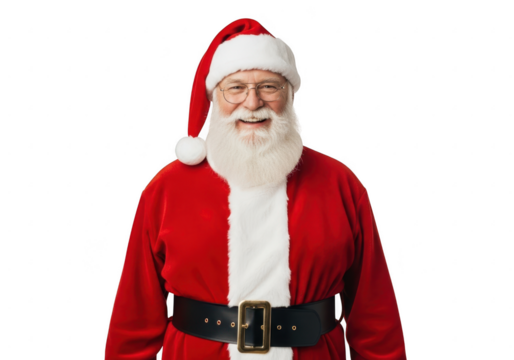 Smiling santa claus in red suit isolated on transparent background