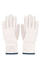 Obraz premium Pair of clean white protective gloves with dark blue cuffs.