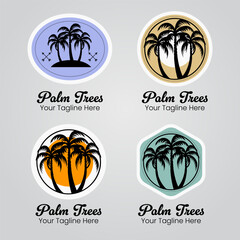 Tropical Palm Trees Silhouette Logo Collection.