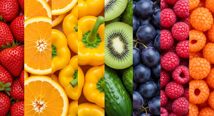 Vibrant rainbow of fresh fruits and vegetables