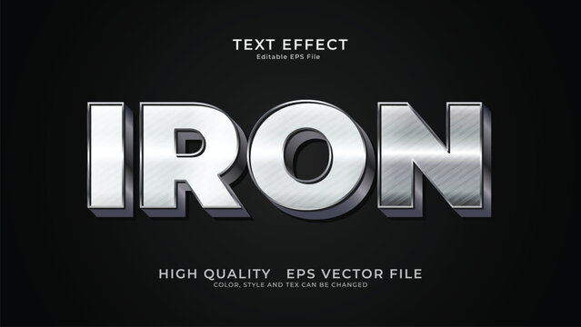 Iron text, metallic silver style editable text effect - Powered by Adobe