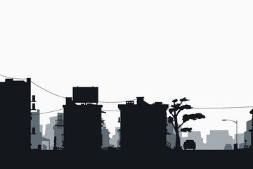 an urban city silhouette with modern buildings