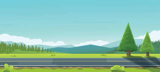 scenic road with mountains and forest view