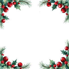 holly leaves and berries frame